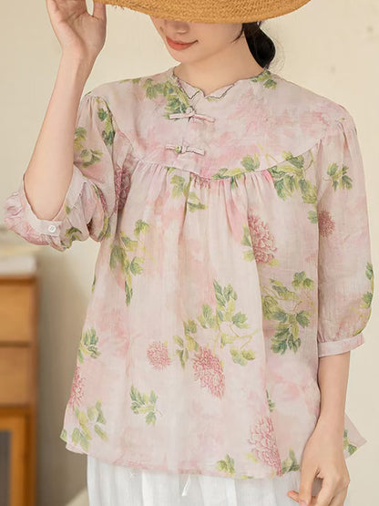 Chemise ample à imprimé floral pour femme XX1033