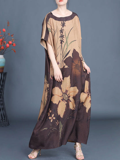 Robe longue d'été à imprimé floral artistique pour femme XX1049