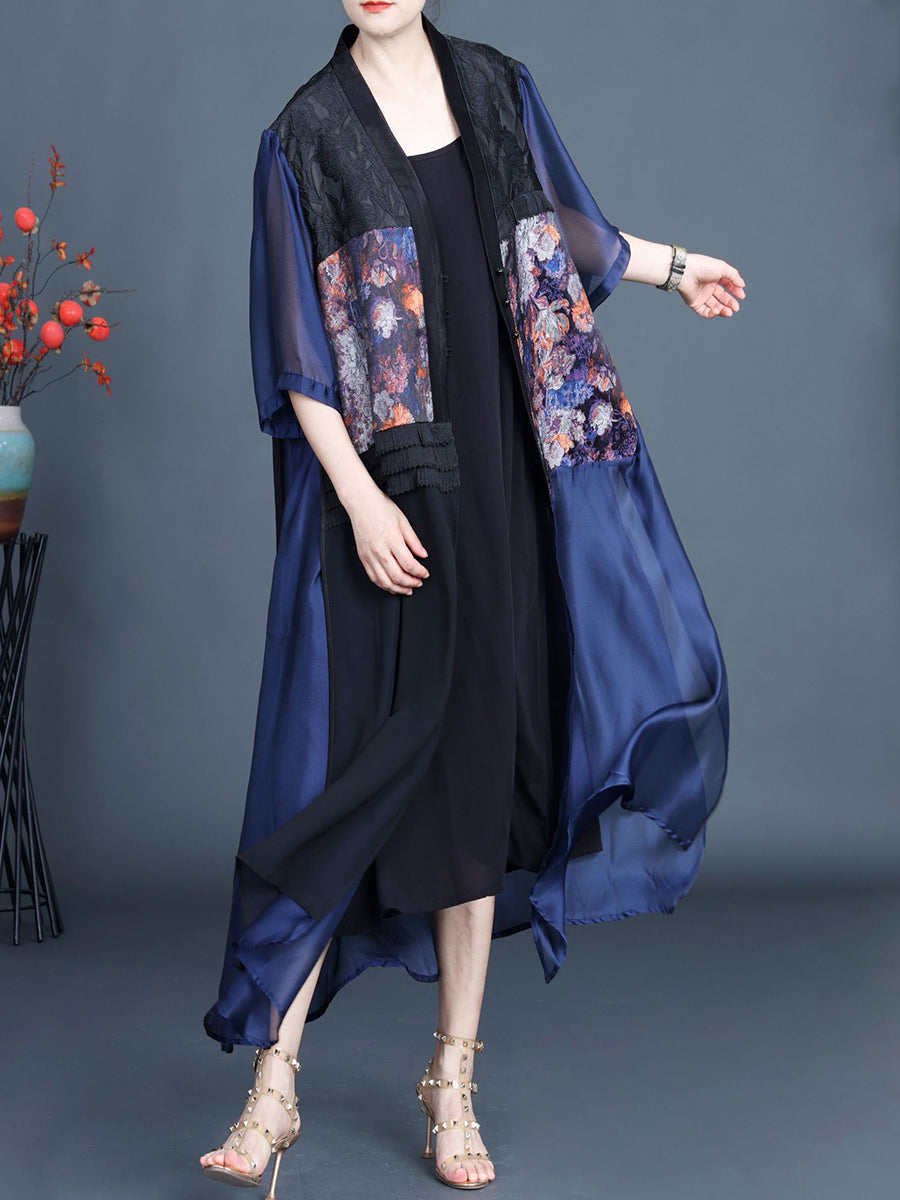 Women Vintage Summer Flower Spliced Jacquard Outwear XX1004