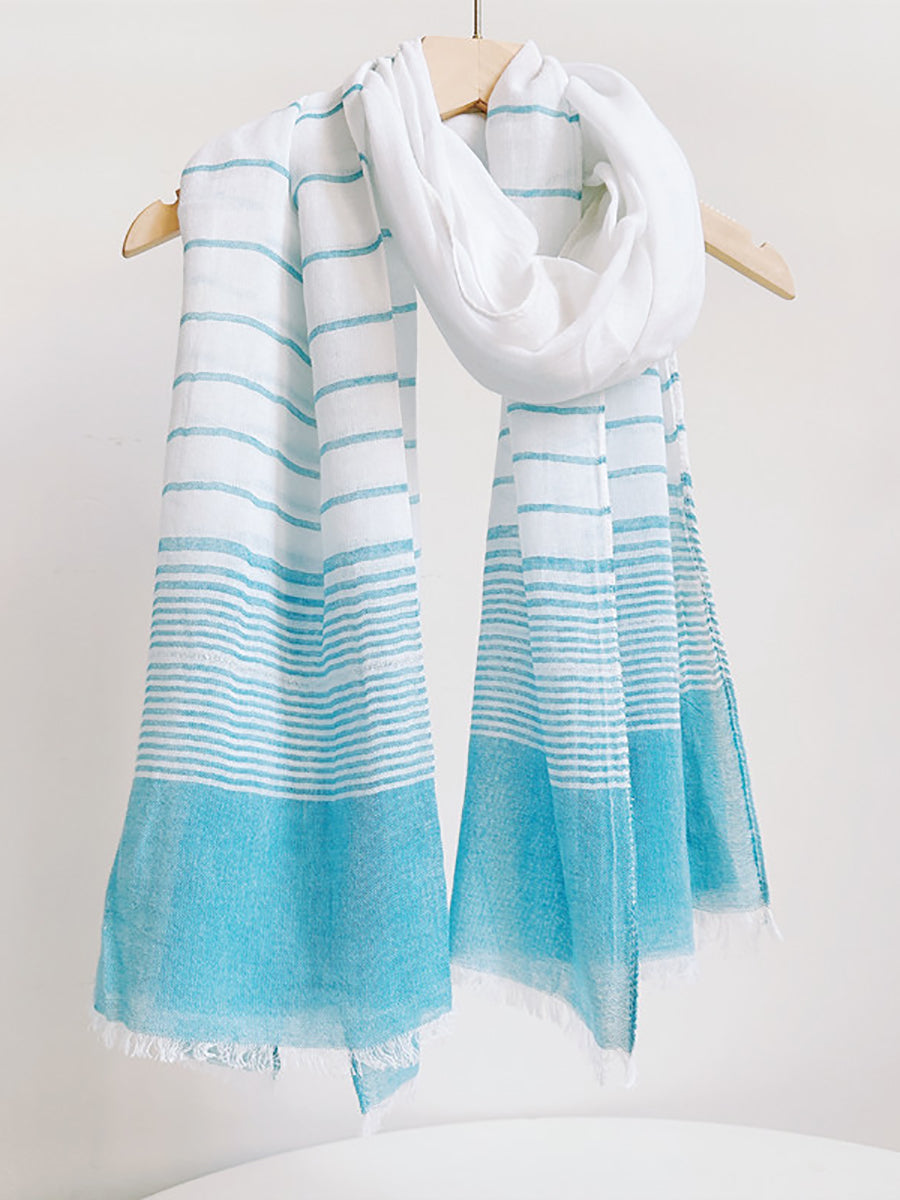 Women Summer Cotton Stripe Shawl Scarf XX1006