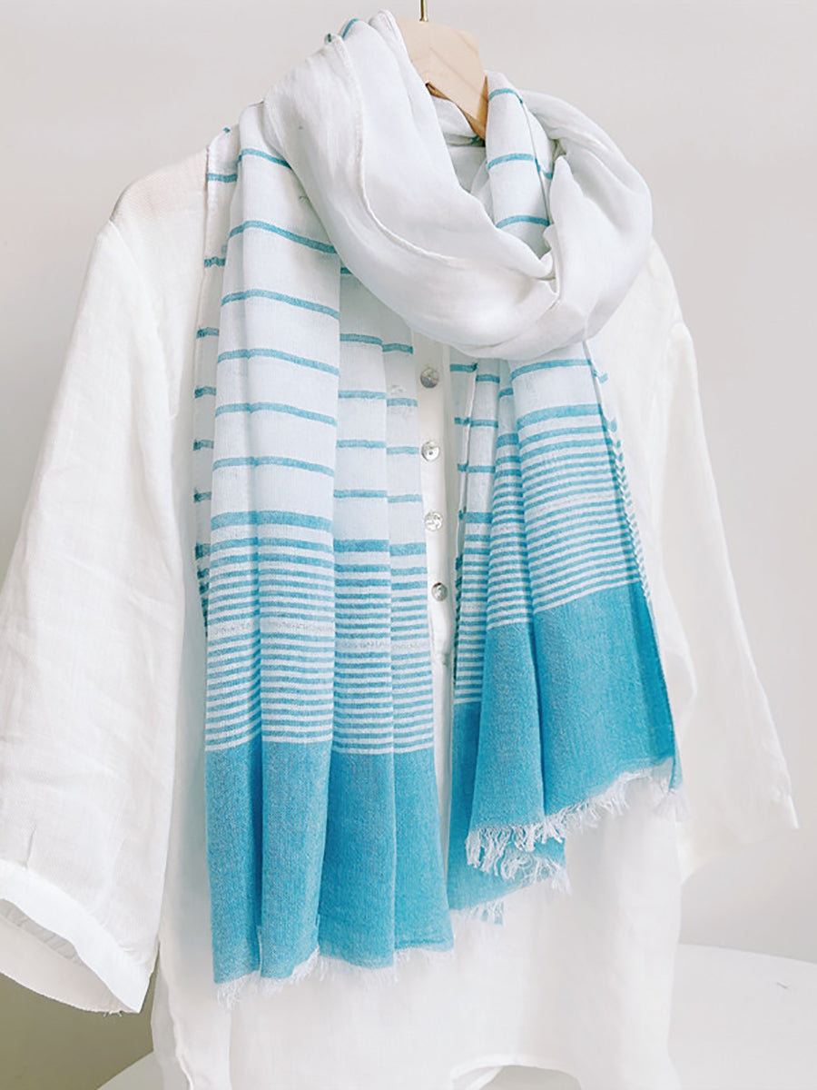 Women Summer Cotton Stripe Shawl Scarf XX1006