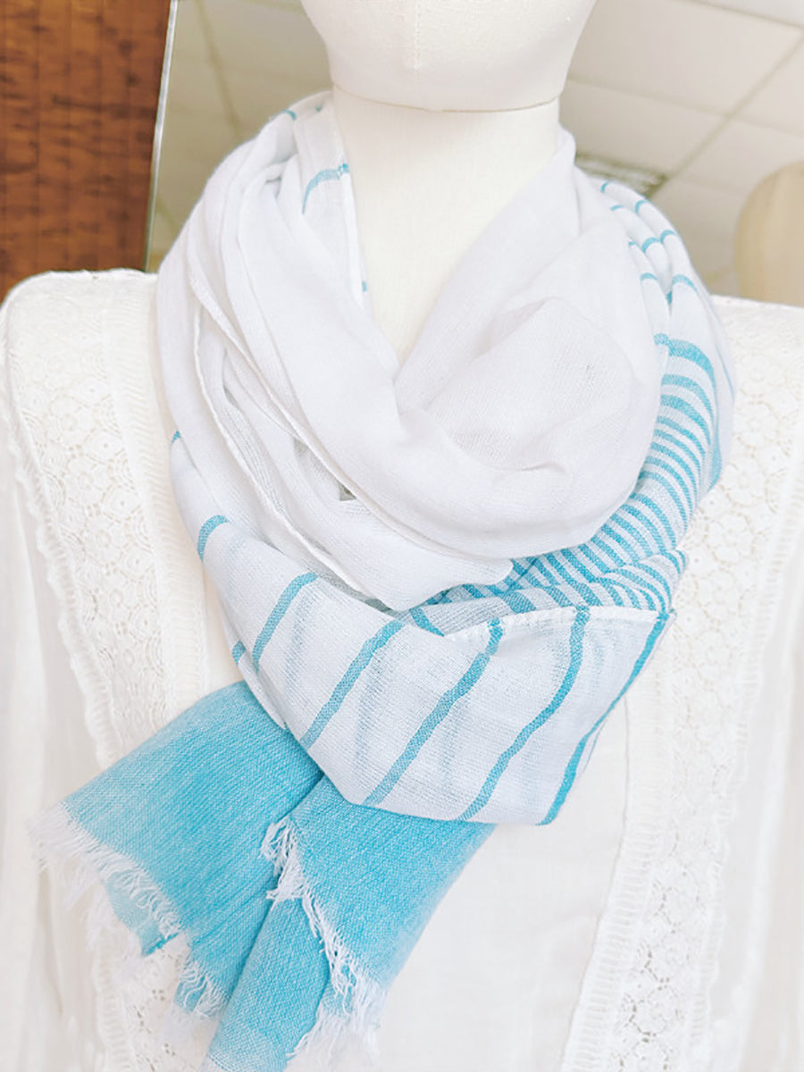 Women Summer Cotton Stripe Shawl Scarf XX1006