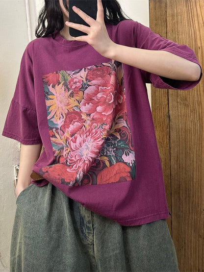 Chemise d'été décontractée en coton à fleurs pour femmes AA1010