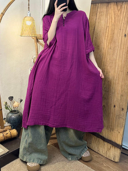 Robe d'été en ramie unie brodée vintage pour femme TY1018