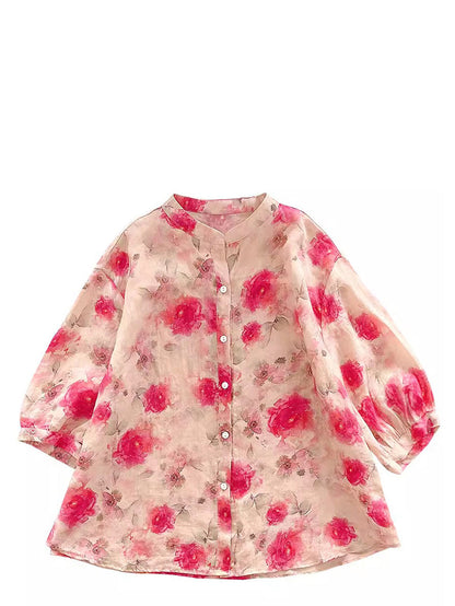 Chemise ample à imprimé floral pour femme AS1028