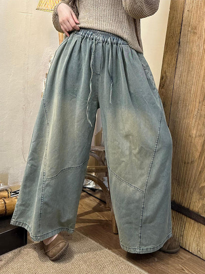 Pantalon large en denim épissé rétro d'été pour femme AS1002