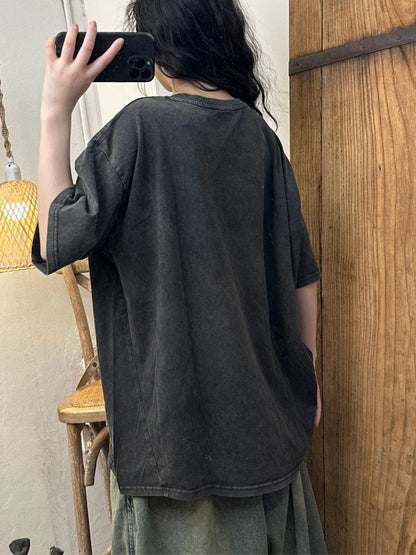 Pull-over d'été en coton imprimé vintage pour femme AS1004