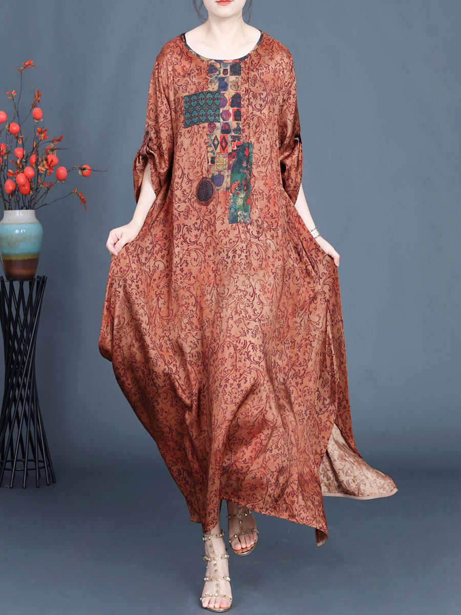 Women Summer Vintage Floral Spliced Maxi Dress AS1038