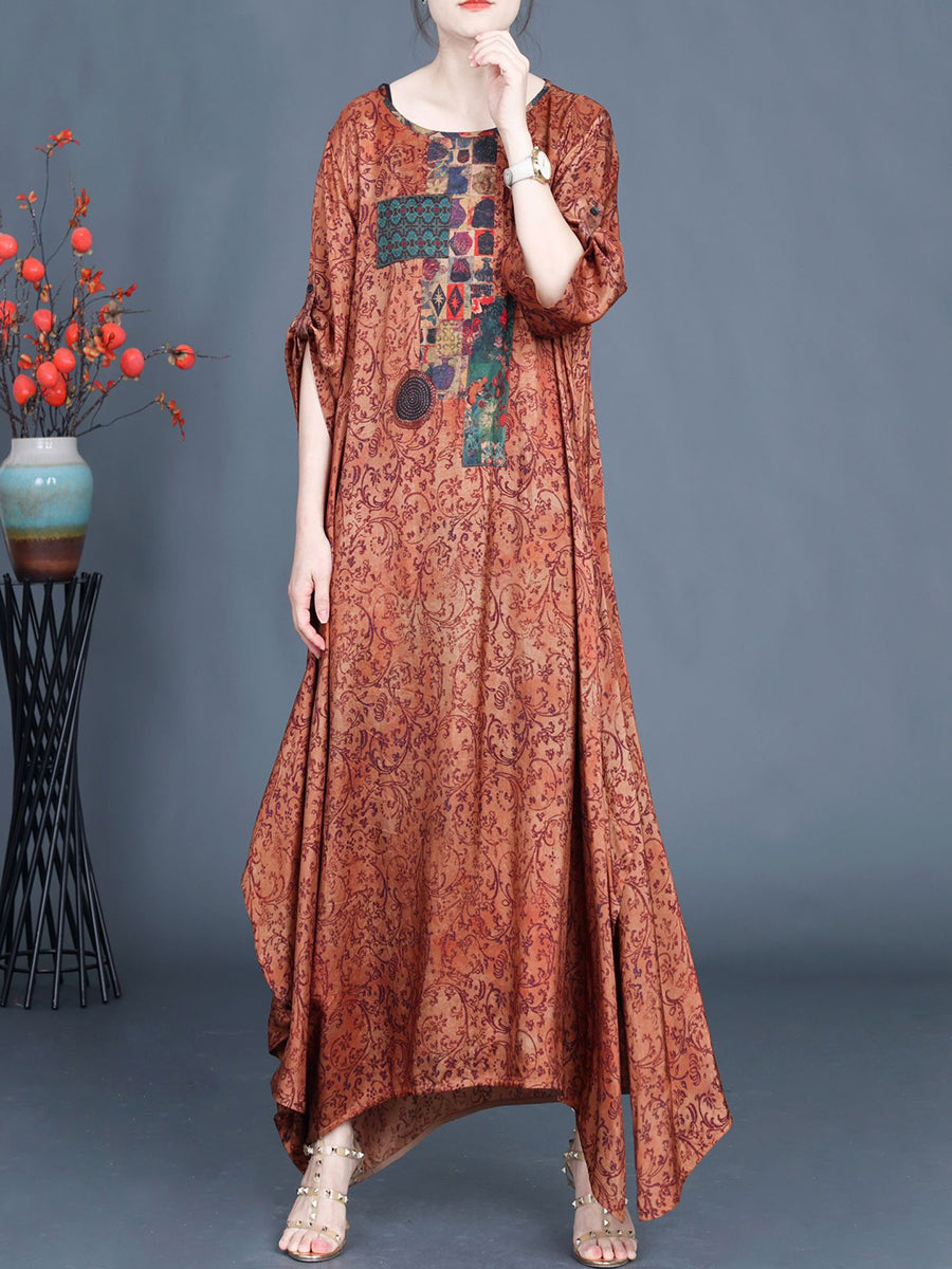 Women Summer Vintage Floral Spliced Maxi Dress AS1038