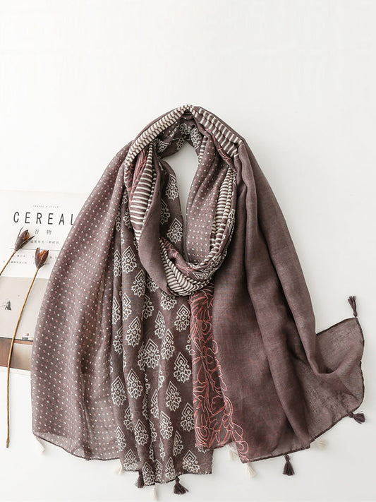 Women Summer Ethnic Spliced Tassel Shawl Scarf FG1023