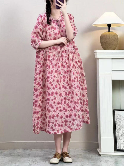 Robe ample à imprimé floral vintage pour femme, été, ZZ1019