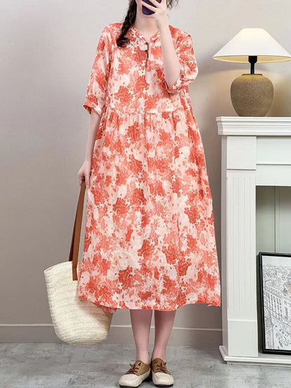 Robe ample à imprimé floral vintage pour femme, été, ZZ1019