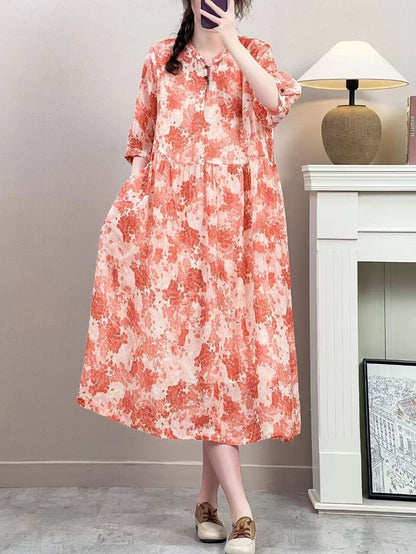 Robe ample à imprimé floral vintage pour femme, été, ZZ1019