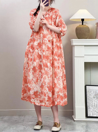 Robe ample à imprimé floral vintage pour femme, été, ZZ1019