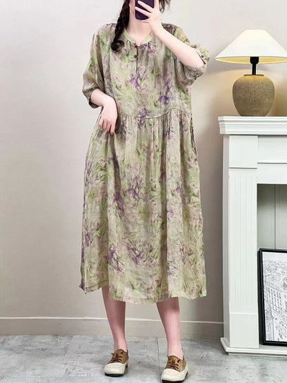 Robe ample à imprimé floral vintage pour femme, été, ZZ1019