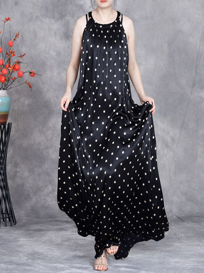 Robe longue ample à pois élégante pour femme, été, OP1031