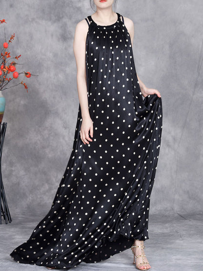 Robe longue ample à pois élégante pour femme, été, OP1031