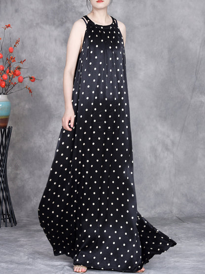 Robe longue ample à pois élégante pour femme, été, OP1031