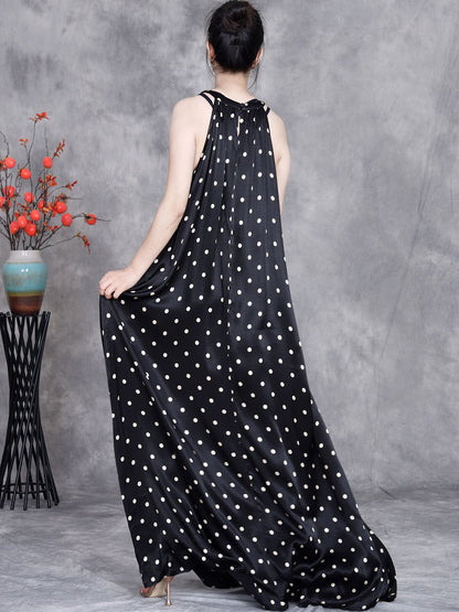 Robe longue ample à pois élégante pour femme, été, OP1031