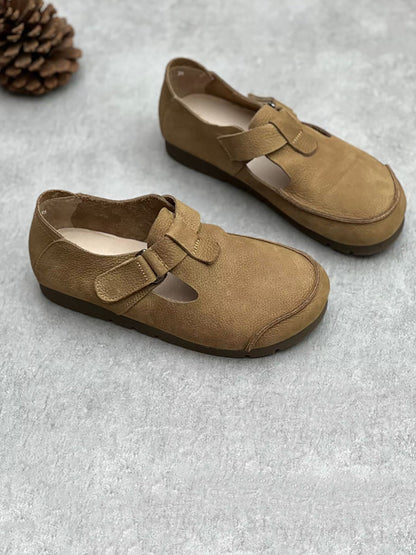 Chaussures plates d'été en cuir vintage pour femmes II1052