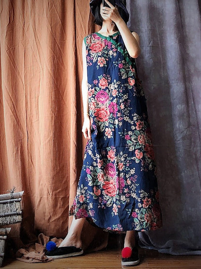 Robe d'été vintage à fleurs pour femmes PP1045