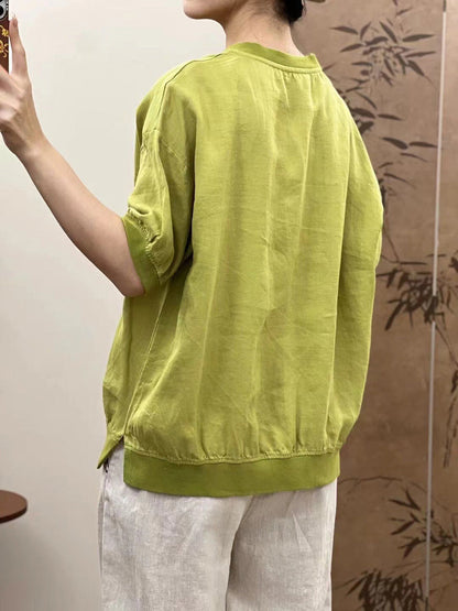 Chemise d'été décontractée à col rond et imprimé poisson pour femme PP1007