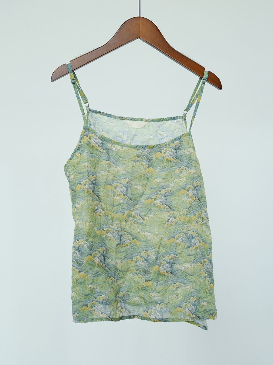 Women Summer Artsy Floral Ramie Vest CX011