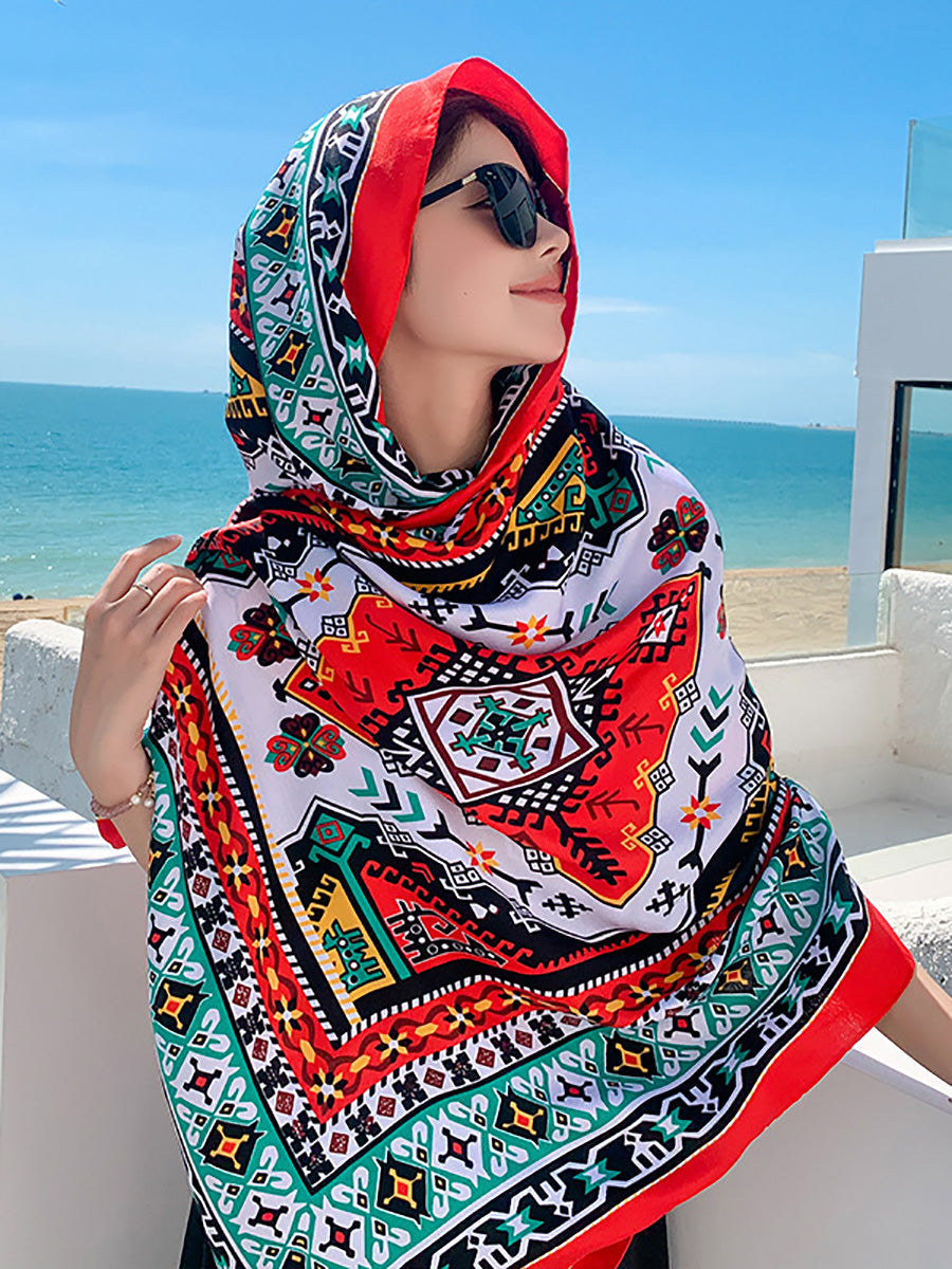 Women Summer Bohemia Print Travel Shawl Scarf CX047