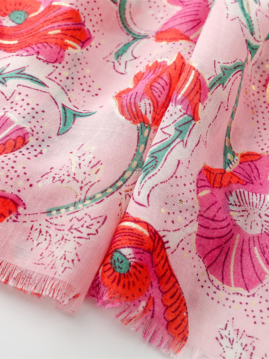 Women Summer Flower Print Shawl Scarf FD020