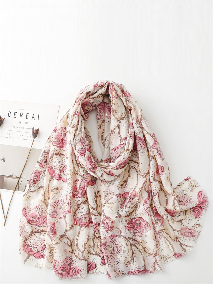 Women Summer Flower Print Shawl Scarf FD020