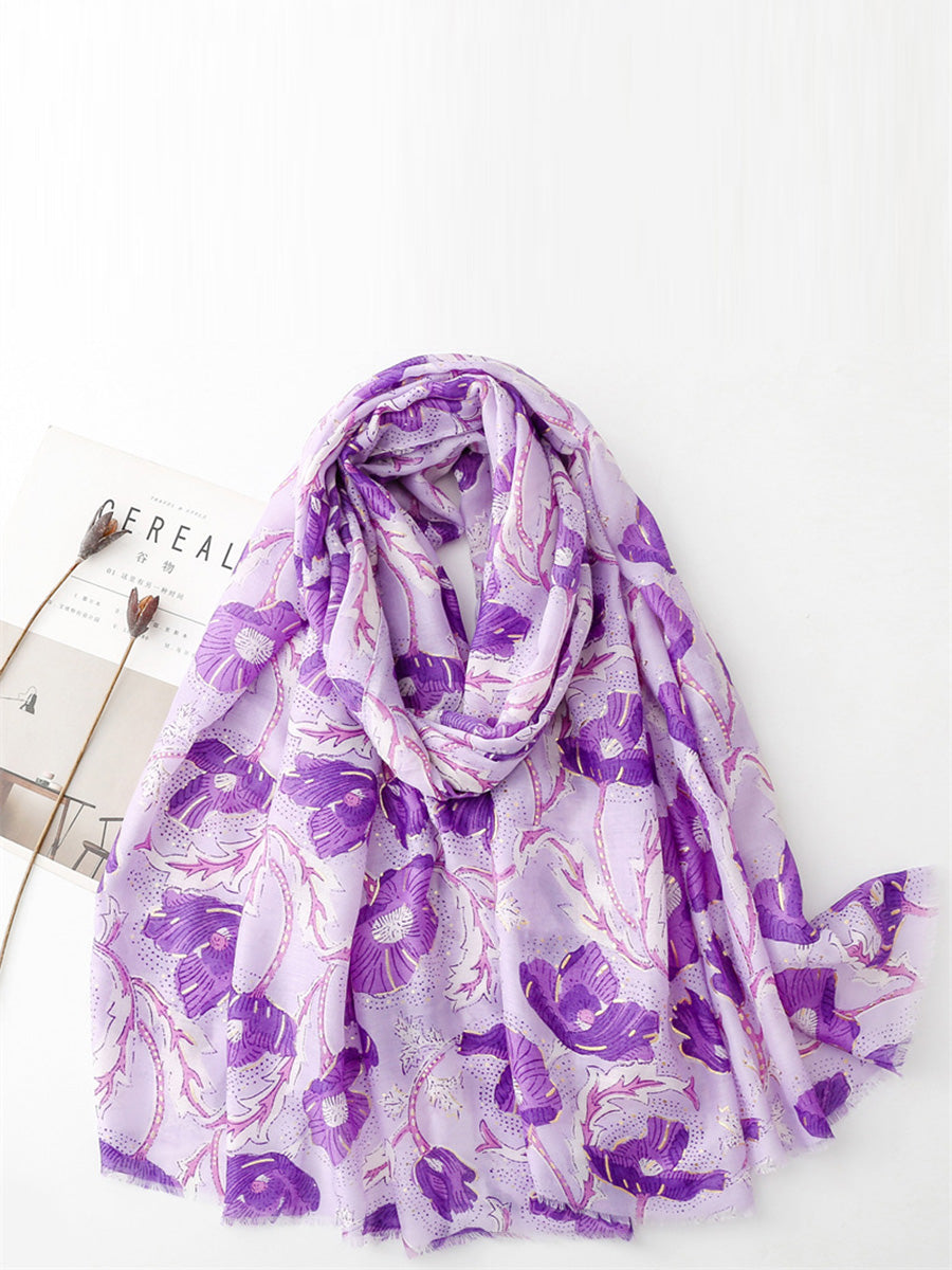 Women Summer Flower Print Shawl Scarf FD020