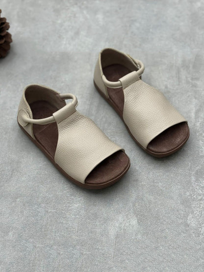 Sandales plates d'été en cuir véritable souple pour femmes FD035