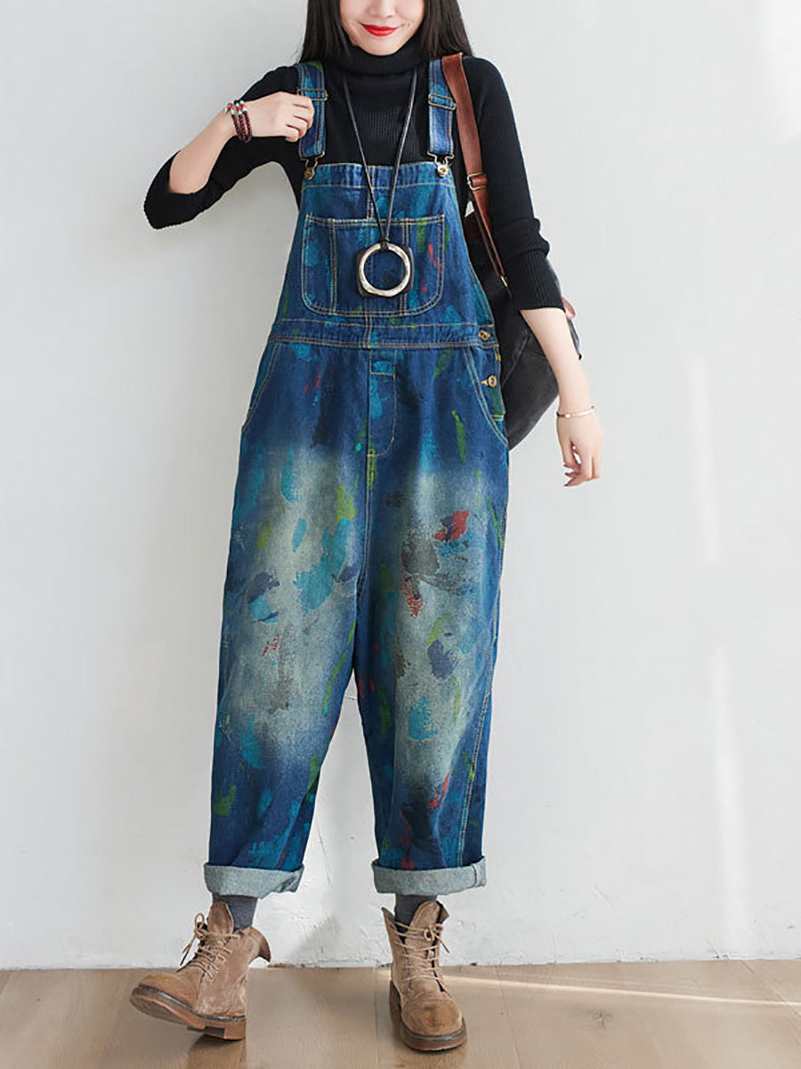 Damen Sommer Casual Aquarell Denim Jumpsuits AT1055 