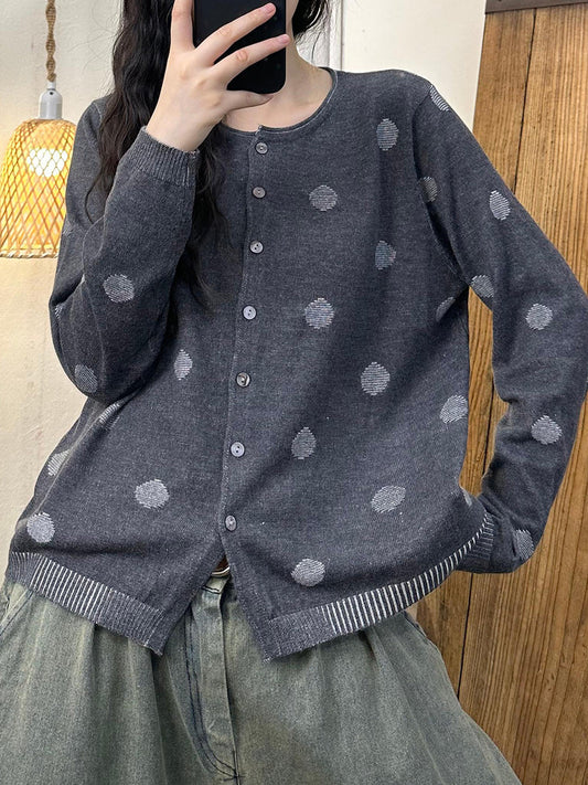 Women Autumn Casual Wool Dot Knit Blouse AK1033