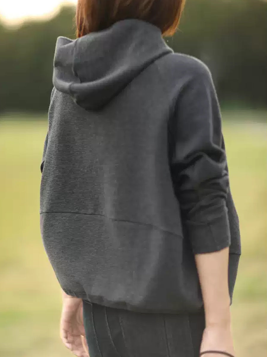 Women Winter Casual Solid Hooded Sweatshirt QM026