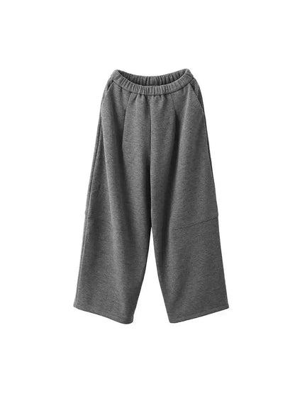 Pantalon large doublé polaire uni décontracté d'hiver pour femmes WU006