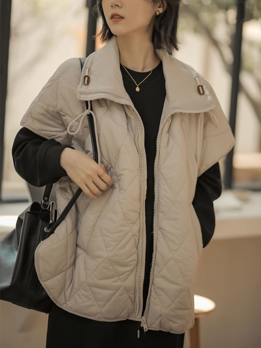 Women Casual Winter Solid Padded Vest Coat WU017