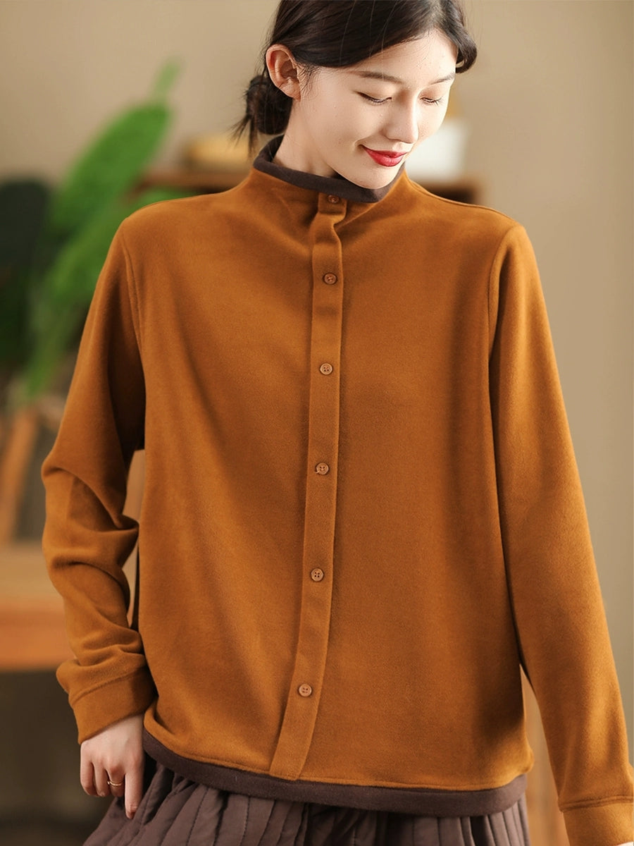 Women Winter Casual Colorblock Half-Turtleneck Sweatshirt WU015