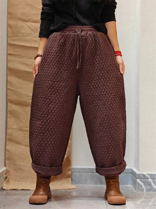 Women Winter Casual Solid Padded Harem Pants WU026