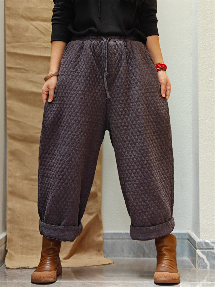 Women Winter Casual Solid Padded Harem Pants WU026