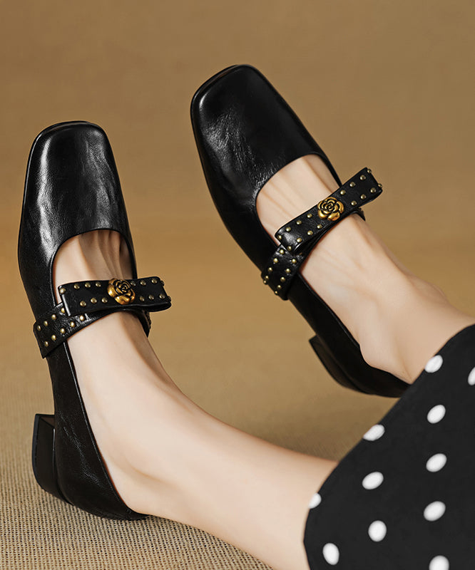 Bow Sheepskin Black Rivet 2025 Loafer Chunky Splicing Shoes