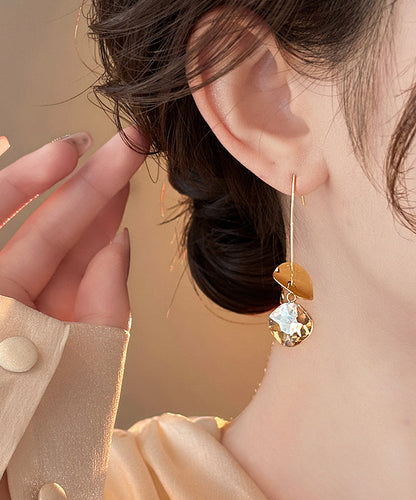 Sequins Zircon Gold Copper Drop Earrings 2025 Alloy