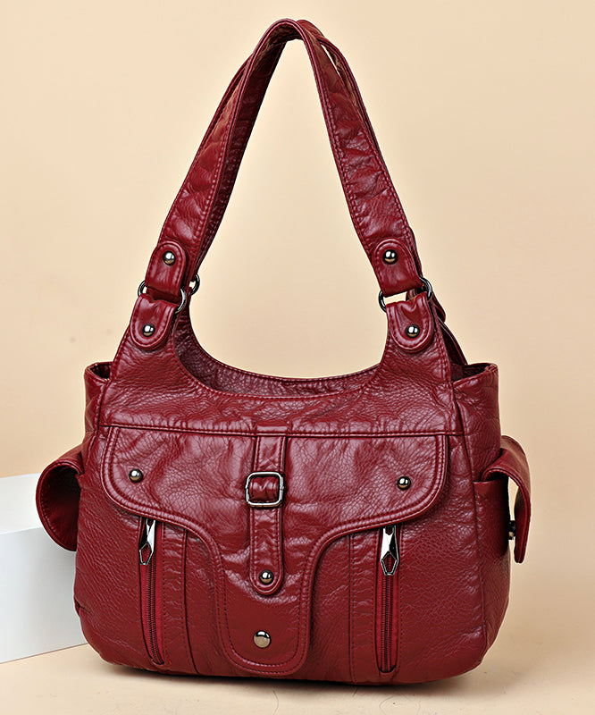 2025 New Large Leather Black Capacity Shoulder Bag Calf