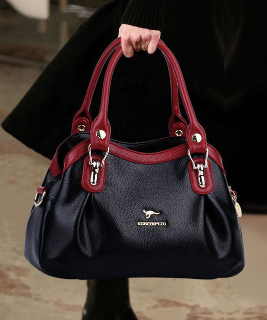 Solid Red Tote Versatile Durable Leather New Black Calf Bag 2025