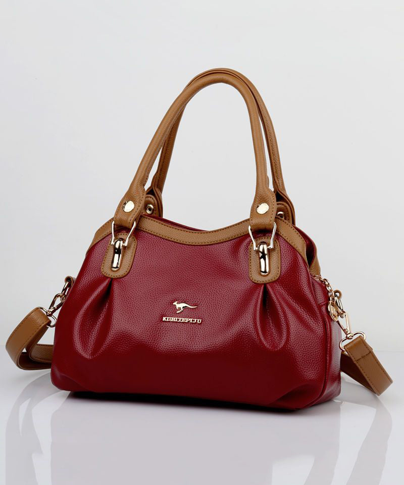 Solid Red Tote Versatile Durable Leather New Black Calf Bag 2025