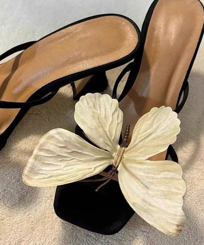 High Bow 2025 Sandals Square Slide Toe Heels Flower New