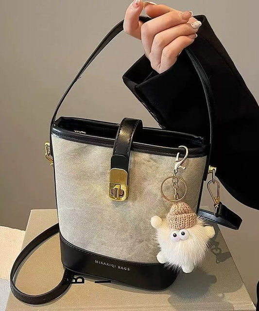 Schwarze Bucket Bag New 2025 Weiß Kunstleder Vielseitig Mode