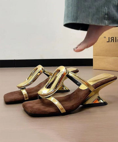 French Sandals 2025 Gold New Style Slide Wedge Heel