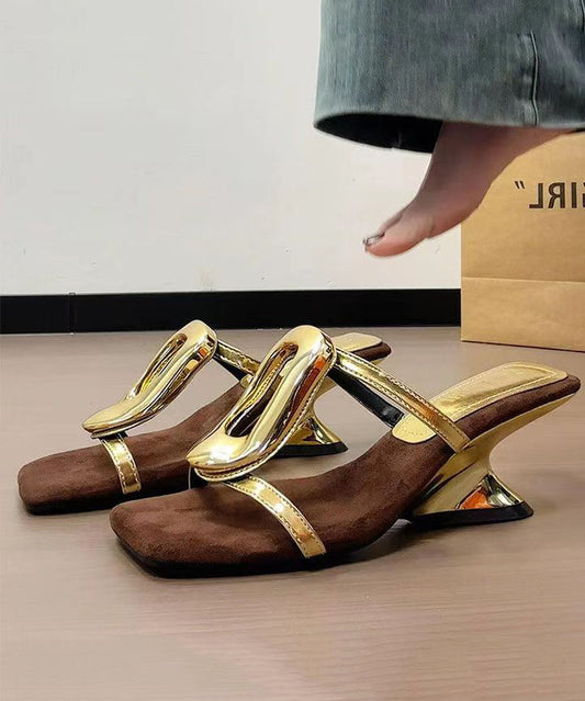 French Sandals 2025 Gold New Style Slide Wedge Heel