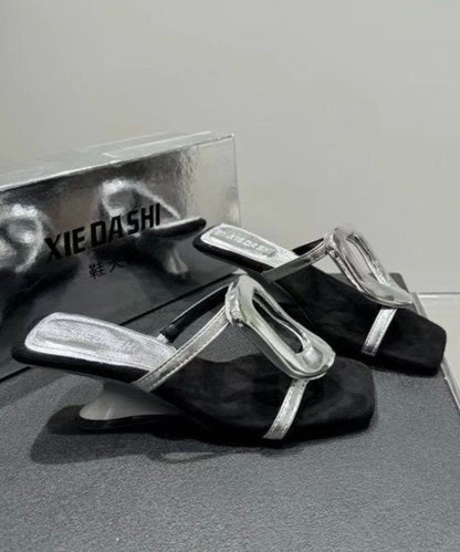 French Sandals 2025 Gold New Style Slide Wedge Heel